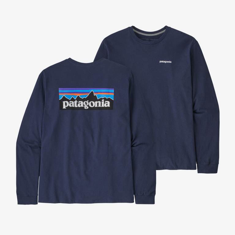 Responsibili-Tee® Patagonia Long-Sleeved P-6 Logo Responsibili-Â® Hombre Azul Marino | JVwkUg1e