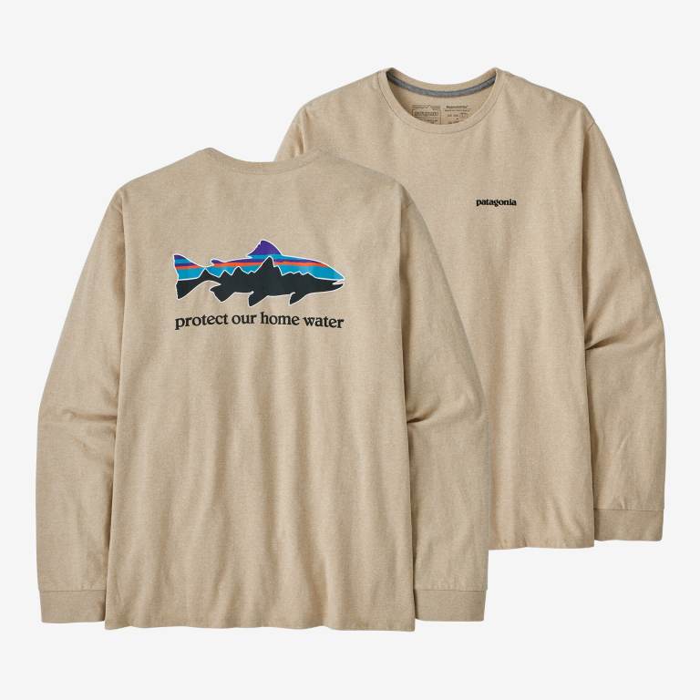 Responsibili-Tee® Patagonia Long-Sleeved Home Agua Trout Responsibili-Â® Hombre Marrom | MdRa5UjQ