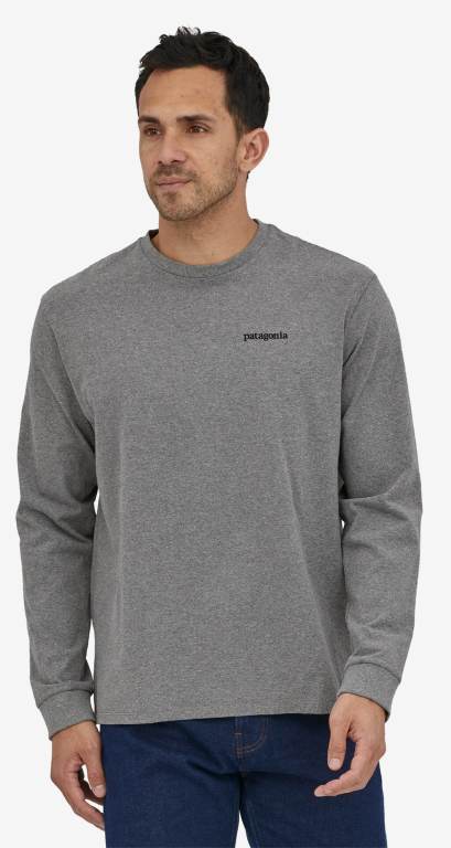 Responsibili-Tee® Patagonia Long-Sleeved Line Logo Ridge Responsibili-Â® Hombre Gravel | MkqpXs1J