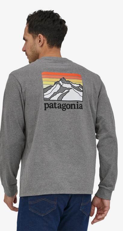 Responsibili-Tee® Patagonia Long-Sleeved Line Logo Ridge Responsibili-Â® Hombre Gravel | MkqpXs1J