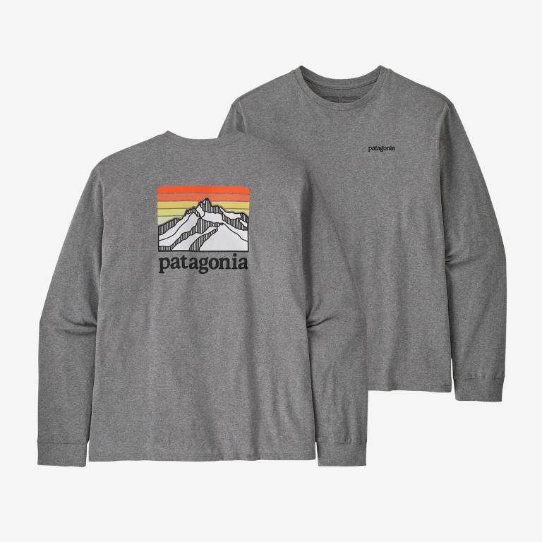 Responsibili-Tee® Patagonia Long-Sleeved Line Logo Ridge Responsibili-Â® Hombre Gravel | MkqpXs1J