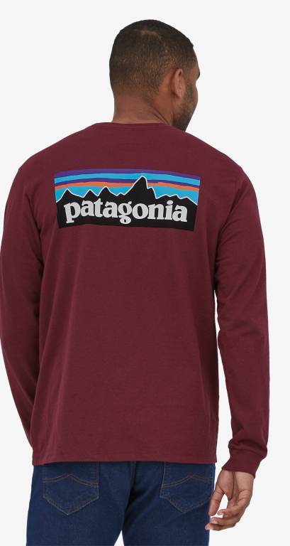 Responsibili-Tee® Patagonia Long-Sleeved P-6 Logo Responsibili-Â® Hombre Rojos | PRmjpTwr