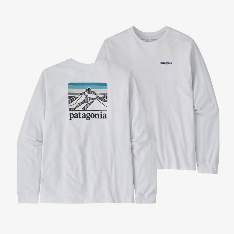 Responsibili-Tee® Patagonia Long-Sleeved Line Logo Ridge Responsibili-Â® Hombre Blancos | YmWppIsC