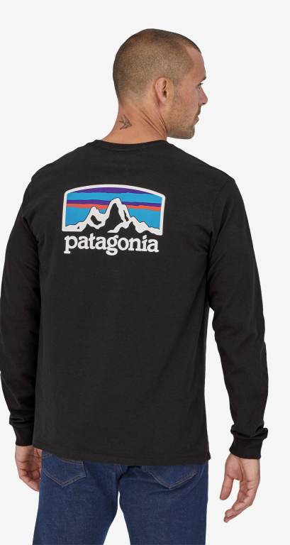 Responsibili-Tee® Patagonia Long-Sleeved Fitz Roy Horizons Responsibili-Â® Hombre Negros | cPUNHs8C