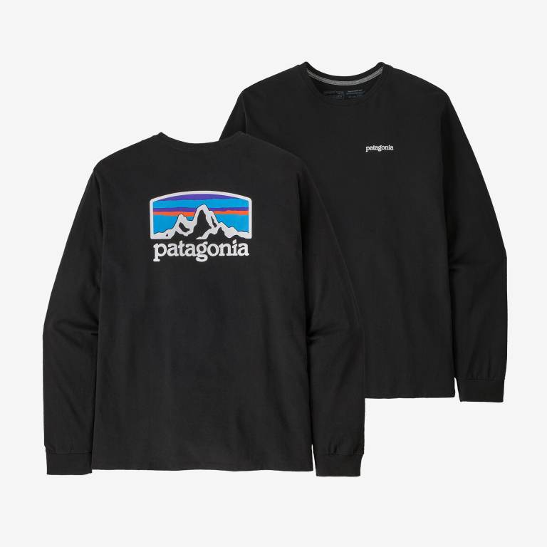 Responsibili-Tee® Patagonia Long-Sleeved Fitz Roy Horizons Responsibili-Â® Hombre Negros | cPUNHs8C