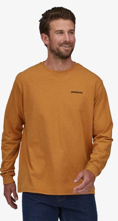 Responsibili-Tee® Patagonia Long-Sleeved P-6 Logo Responsibili-Â® Hombre Naranjas | ftg64iJ5