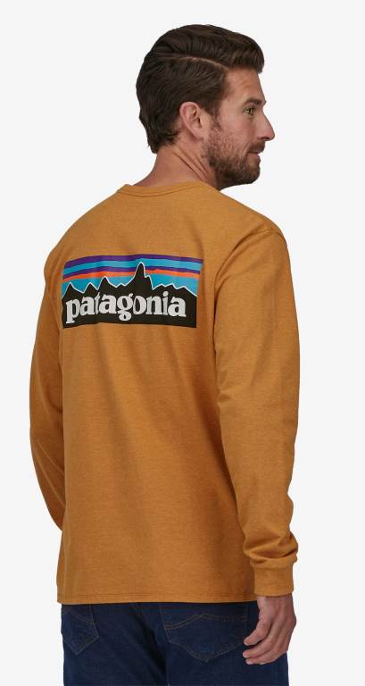 Responsibili-Tee® Patagonia Long-Sleeved P-6 Logo Responsibili-Â® Hombre Naranjas | ftg64iJ5