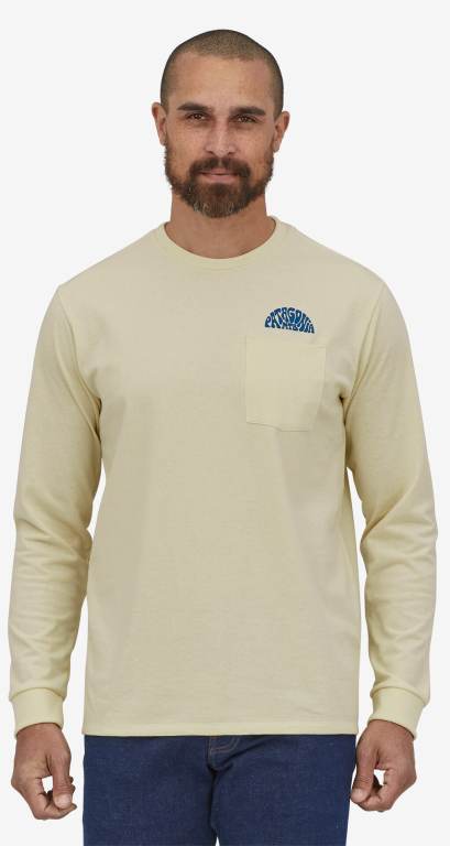 Responsibili-Tee® Patagonia Long-Sleeved Maintain Momentum Pocket Responsibili-Â® Hombre Blancos | gPSMMNYq