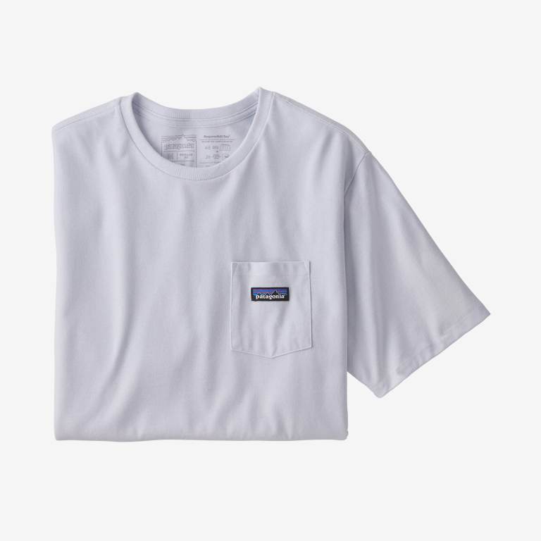 Responsibili-Tee® Patagonia P-6 Label Pocket Responsibili-Â® Hombre Blancos | PwfQFrgv