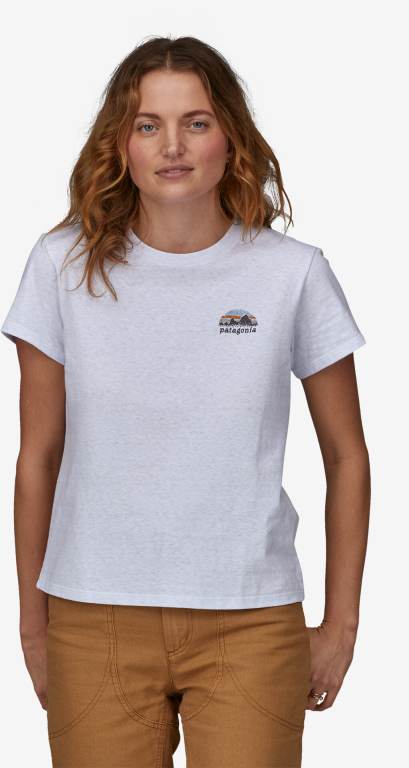 Responsibili-Tee® Patagonia Skyline Stencil Responsibili-Â® Mujer Blancos | 83VOfKeL