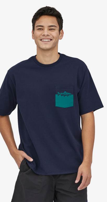 Responsibili-Tee® Patagonia Wild Waterline Pocket Responsibili-Â® Hombre Azul Marino | BDI2qzUw