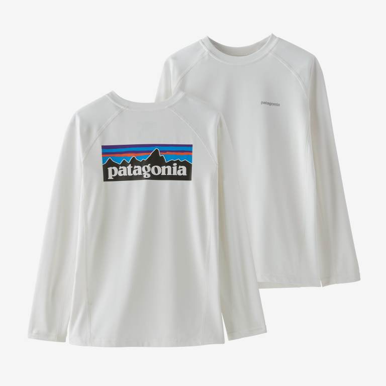 Camisas Patagonia Kids' Long-Sleeved CapileneÂ® Silkweight Sun UPF Rashguard Niños Blancos | 5EhcDiaz