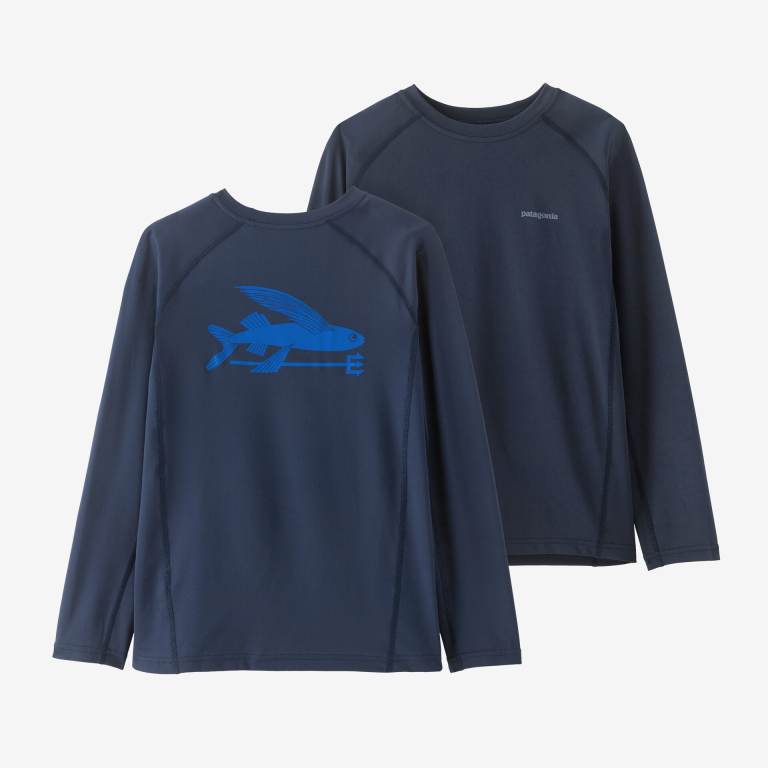 Camisas Patagonia Kids' Long-Sleeved CapileneÂ® Silkweight Sun UPF Rashguard Niños Azul Marino | EWkwx43C