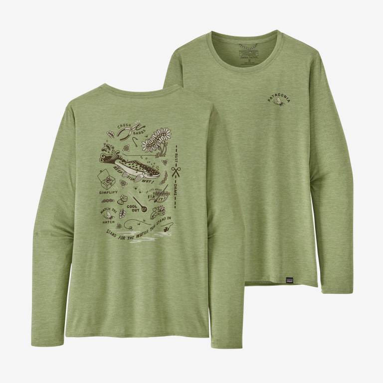 Camisas Patagonia Long-Sleeved CapileneÂ® Cool Daily Estampados - Waters Mujer Verdes | Iv6SWfTF