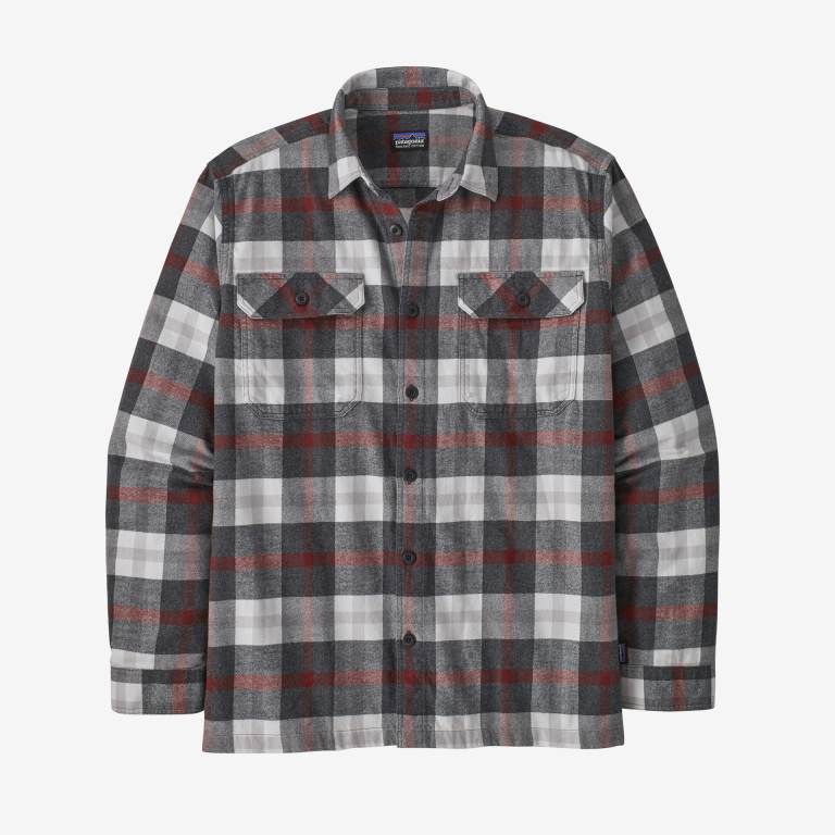 Camisas Patagonia Long-Sleeved Organic Algodon Midweight Fjord Flannel Hombre Negros | PWyyXVuU