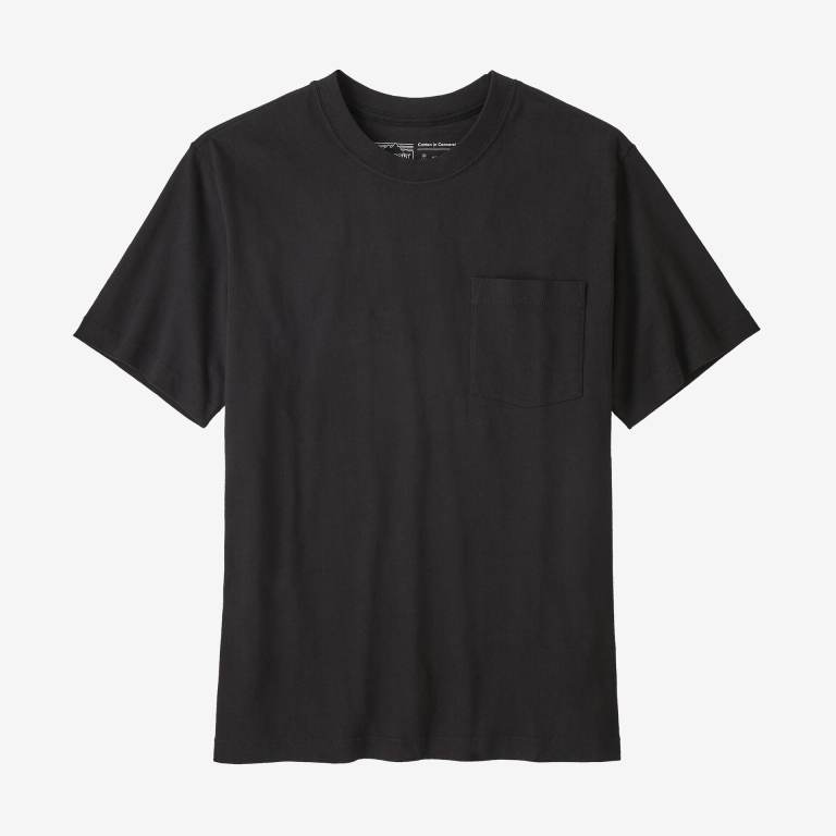 Camiseta Patagonia Algodon in Conversion Midweight Pocket Hombre Negros | sRhUhpW3