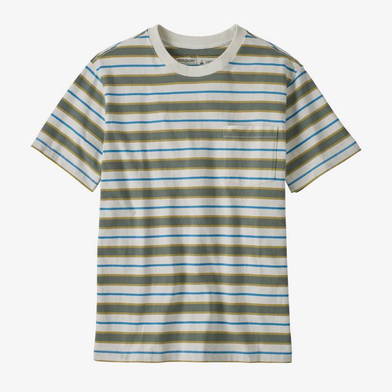 Camiseta Patagonia Algodon in Conversion Midweight Pocket Hombre Stripes/Green | yVJwvalg