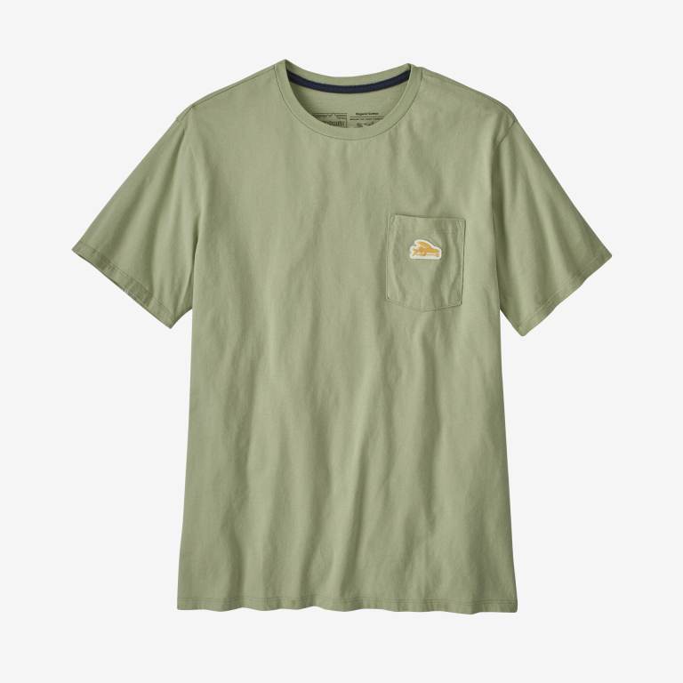 Camiseta Patagonia Flying Fish Patch Organic Pocket Unisex Verdes | FSx6oheS