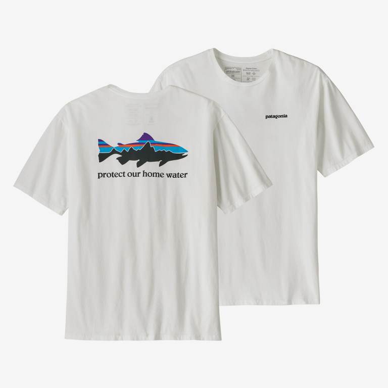 Camiseta Patagonia Home Agua Trout Organic Hombre Blancos | s8lfY7Li