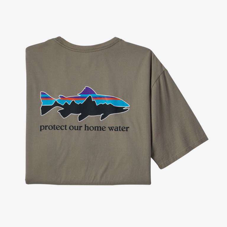 Camiseta Patagonia Home Agua Trout Organic Hombre Verdes | sS7tOy1e