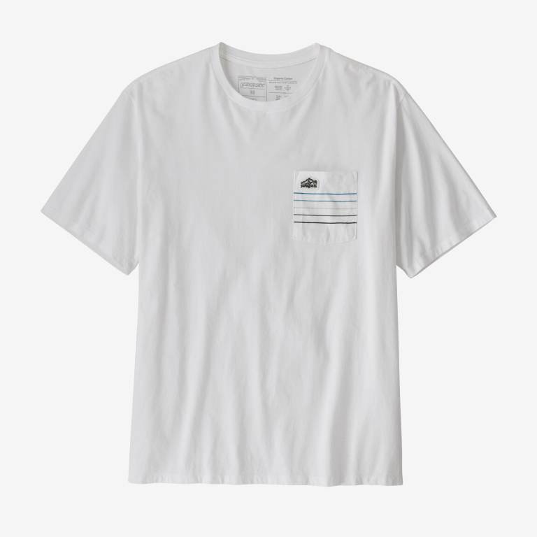 Camiseta Patagonia Line Logo Ridge Stripe Organic Pocket Hombre Blancos | 9RjscAdh