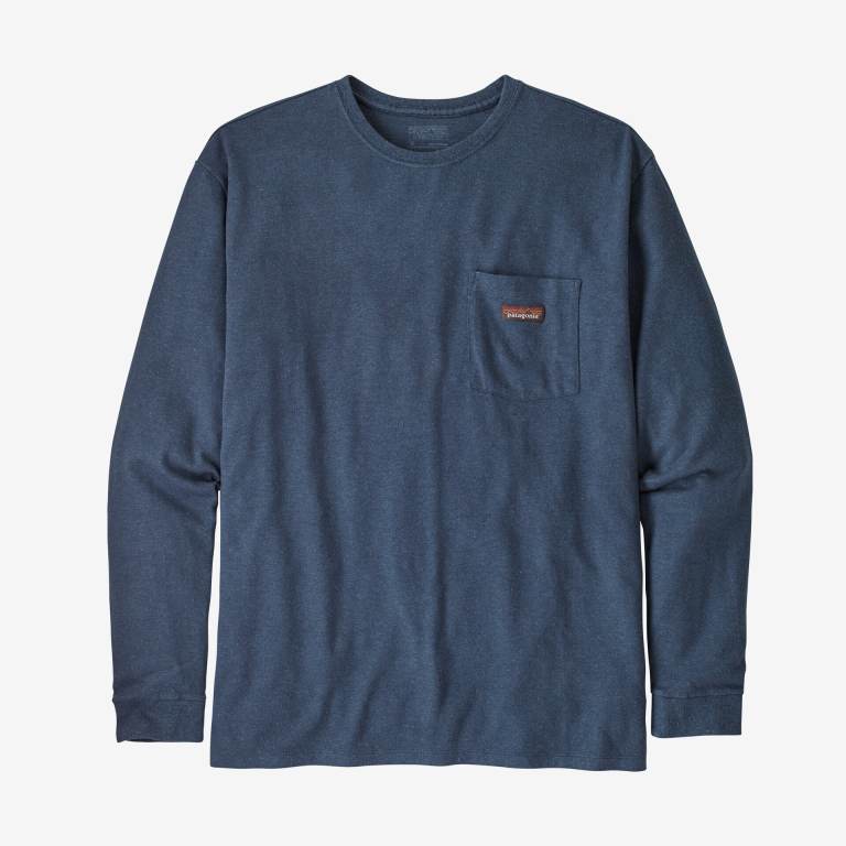 Camiseta Patagonia Long-Sleeved Trabajo Pocket Hombre Grises Azules | P65yEvMU