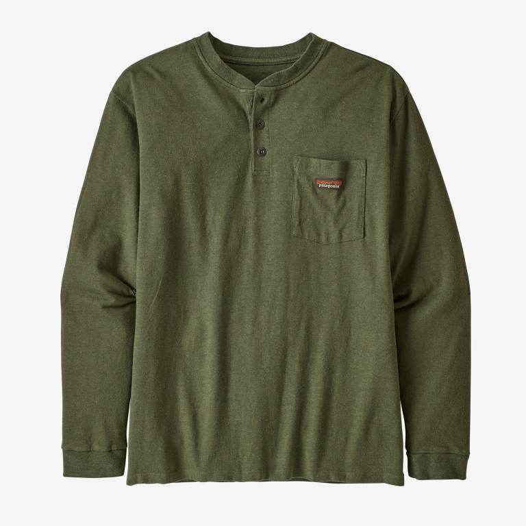 Camiseta Patagonia Long-Sleeved Trabajo Henley Pocket Hombre Verdes | TqHBp0gB