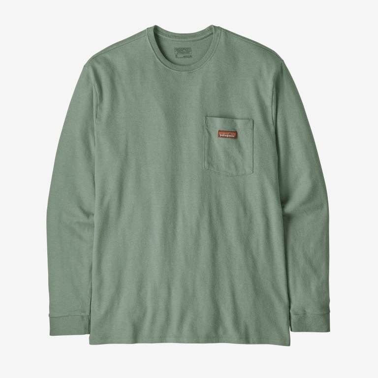 Camiseta Patagonia Long-Sleeved Trabajo Pocket Hombre Verdes | XYU9df19