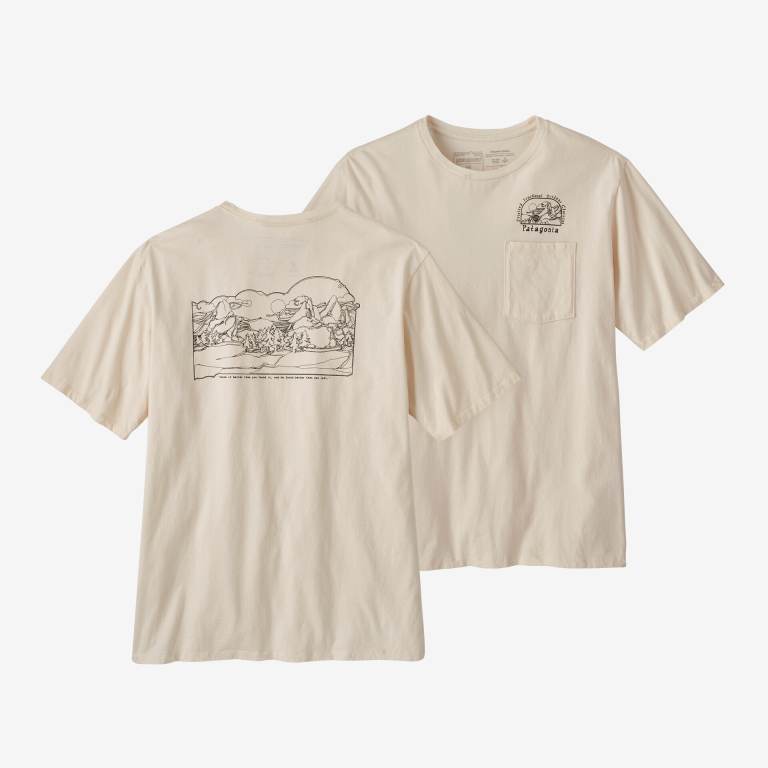 Camiseta Patagonia Lost and Found Organic Pocket Hombre Beige | kCiytLnb