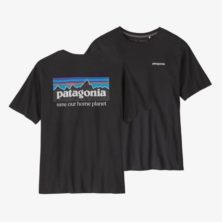 Camiseta Patagonia P-6 Mission Organic Algodon Hombre Negros | 4sZSXAf5