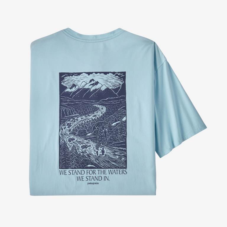 Camiseta Patagonia Stand Upâ„¢ Woodcut Organic Hombre Azules | ZlItuPWs