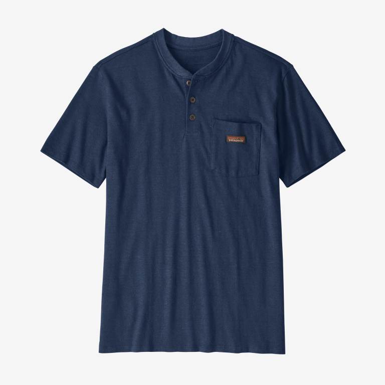 Camiseta Patagonia Trabajo Henley Pocket Hombre Azul Marino | vKQHbpWQ