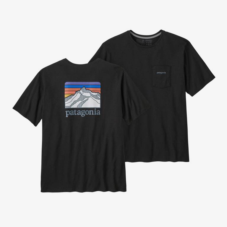 Responsibili-Tee® Patagonia Line Logo Ridge Pocket Responsibili-Â® Hombre Negros | FwCeviyf