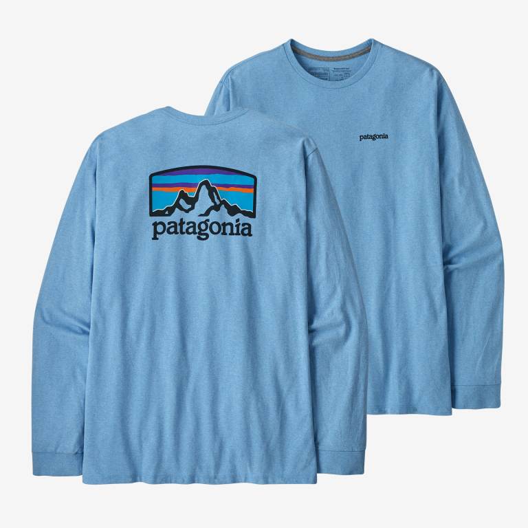 Responsibili-Tee® Patagonia Long-Sleeved Fitz Roy Horizons Responsibili-Â® Hombre Azules | 0PbDDalK