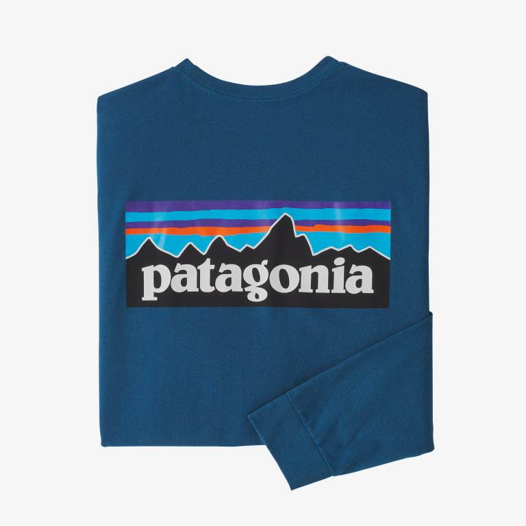 Responsibili-Tee® Patagonia Long-Sleeved P-6 Logo Responsibili-Â® Hombre Azules | 8X1j8ep3