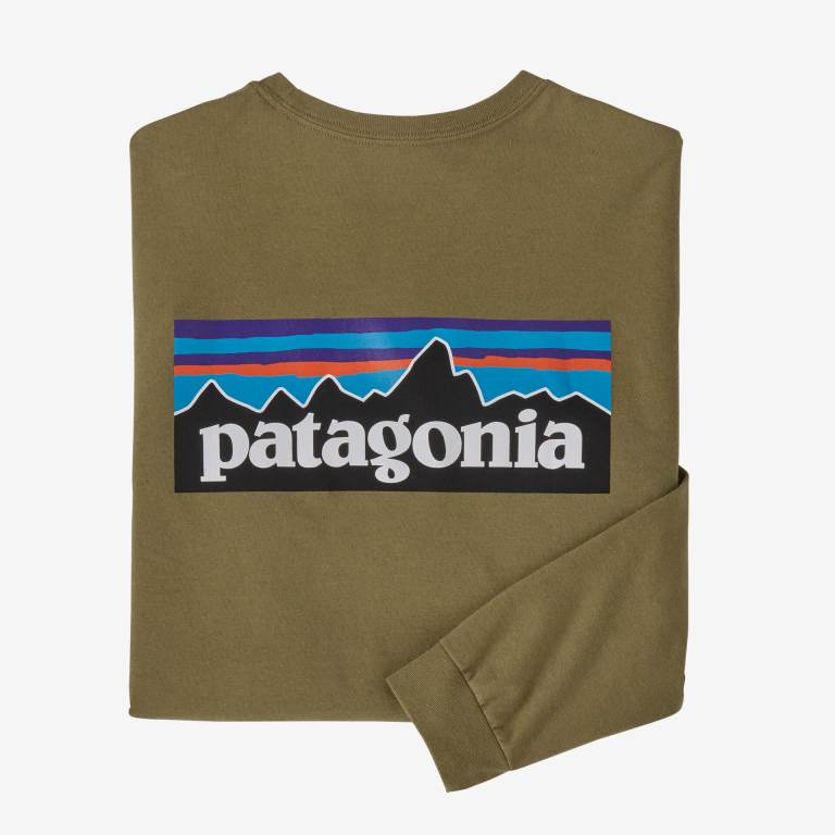 Responsibili-Tee® Patagonia Long-Sleeved P-6 Logo Responsibili-Â® Hombre Kaki | JIurktUT