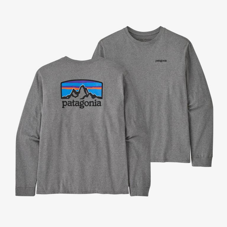 Responsibili-Tee® Patagonia Long-Sleeved Fitz Roy Horizons Responsibili-Â® Hombre Gravel | aTfuD5sn