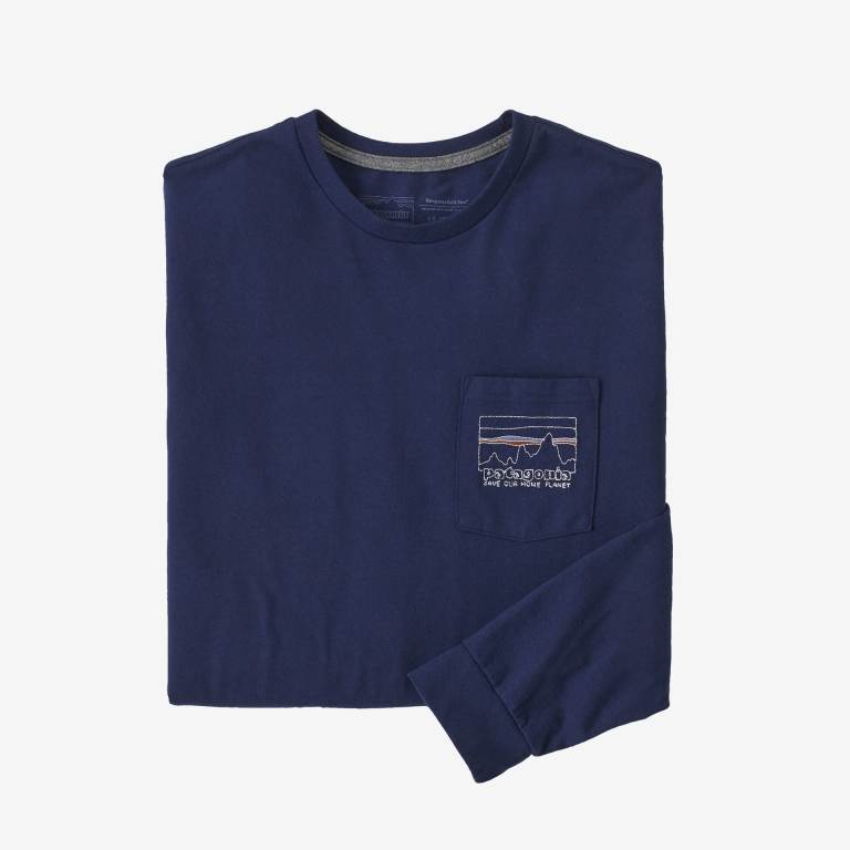 Responsibili-Tee® Patagonia Long-Sleeved '73 Skyline Pocket Responsibili-Â® Hombre Azules | cPpq6tTc