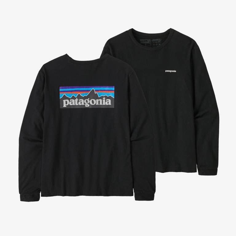 Responsibili-Tee® Patagonia Long-Sleeved P-6 Logo Responsibili-Â® Mujer Negros | xpPYwvj5