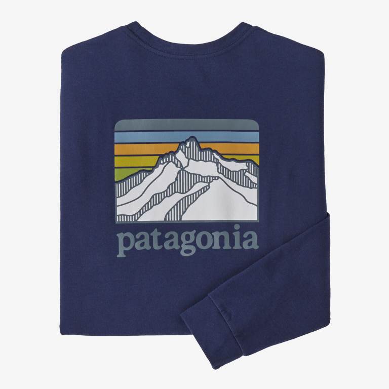 Responsibili-Tee® Patagonia Long-Sleeved Line Logo Ridge Responsibili-Â® Hombre Azules | z7gRGs92