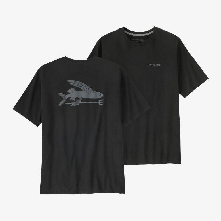 Responsibili-Tee® Patagonia Menâ€™s Flying Fish Responsibili-Â® Hombre Negros | TVQahD6X