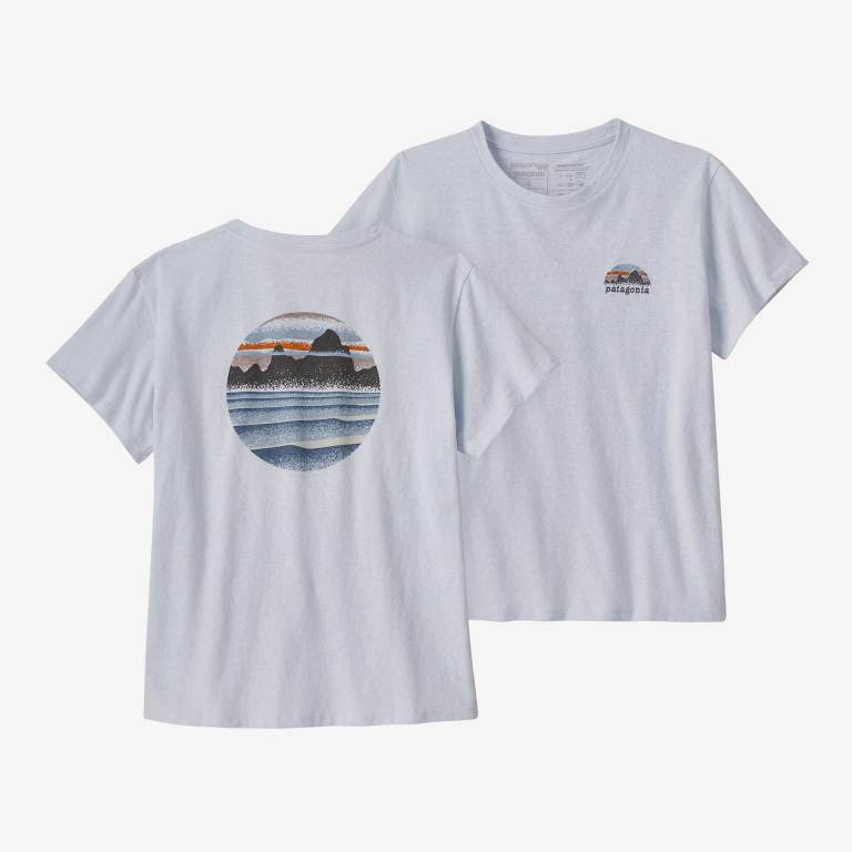 Responsibili-Tee® Patagonia Skyline Stencil Responsibili-Â® Mujer Blancos | aF3BQmUK